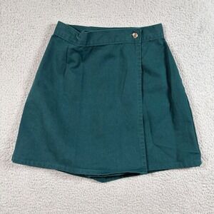 VTG Backroad Blues Green Skort Women's 8 (26x17) Button Pleated Casual Retro